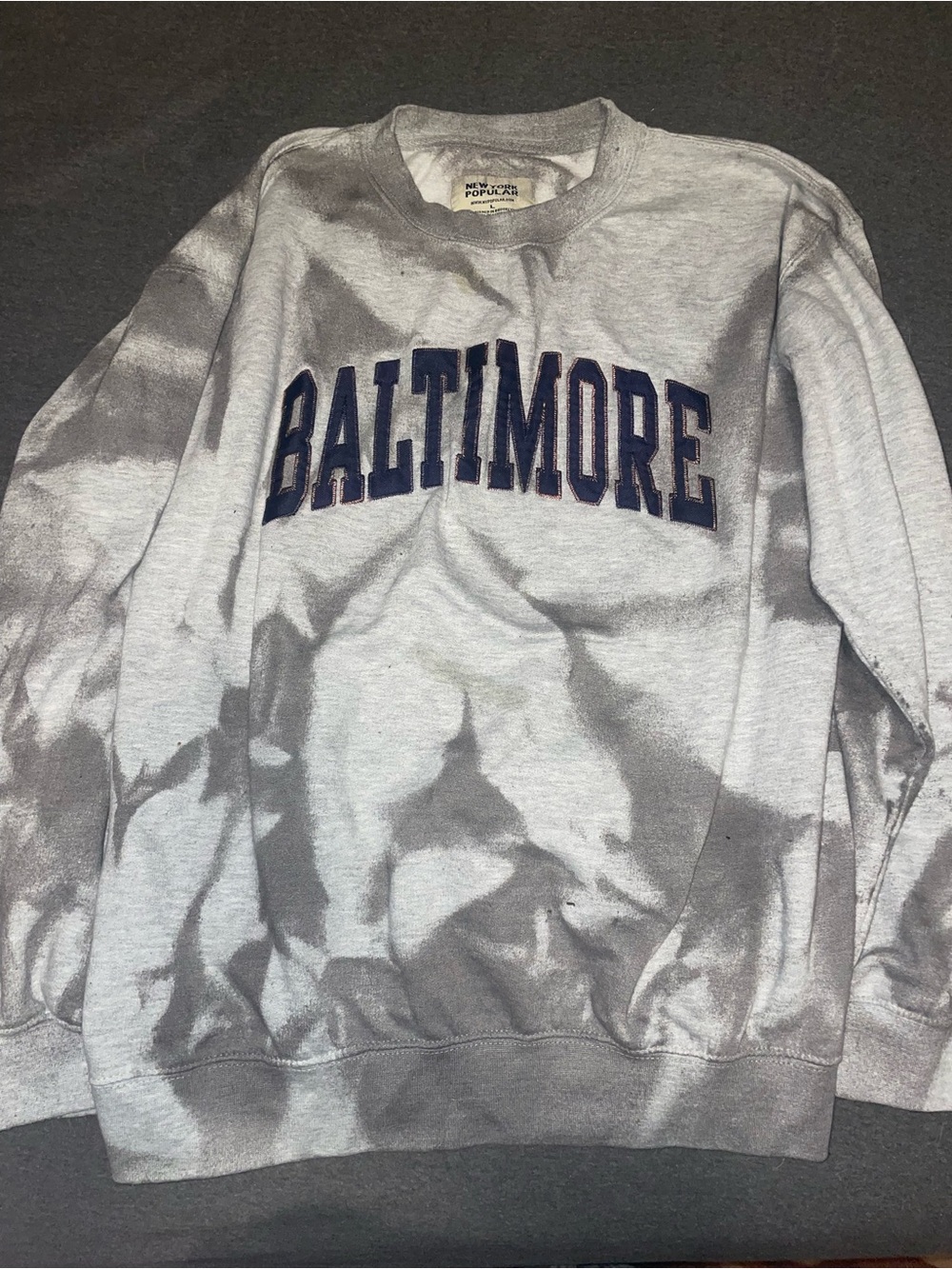 Baltimore Tie-Dye Crewneck Sweatshirt - Gray size large